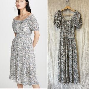 Madewell Smock-Waist Peasant Midi Dress in Blossoming Vine size small tall